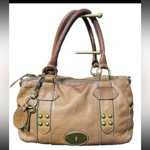 FOSSIL Light Brown Maddox Genuine Pebble LEATHER Handbag PURSE